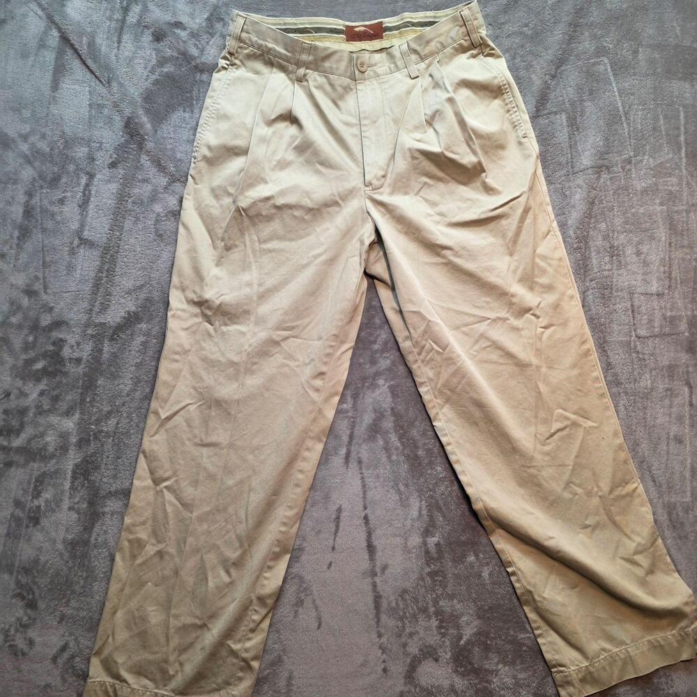 Bob Timberlake Chino Pants Mens 33x30 Beige Pleated Classic Fit Straight Leg